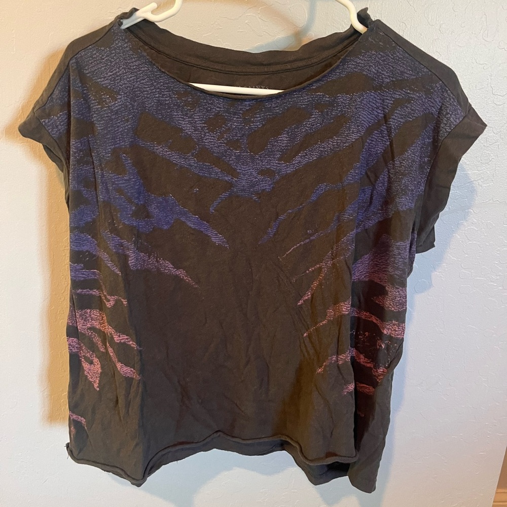 All Saints Pink-Purple Tiger Stripe Tshirt